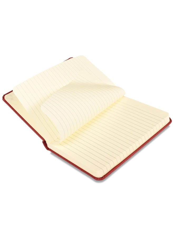 FIS® Executive Notebook, Italian PU Materials, A6 Size(105x148mm,) Round Corners, 96 Sheets, Single Ruled, 70gsm Italian Ivory Paper with Elastic Band Closure, 1 Piece, Maroon Color-FSNBEXA6MRD5 - Image 5
